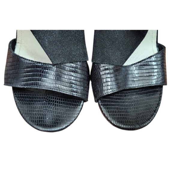 Maison Martin Margiela Black Lizard Embossed Ankle Heels Size 39 US 8.5 Open Toe - Picture 6 of 16